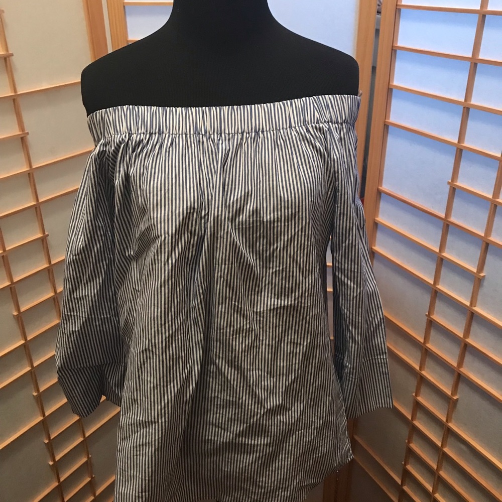 Denim blue and white off the shoulder top size s
